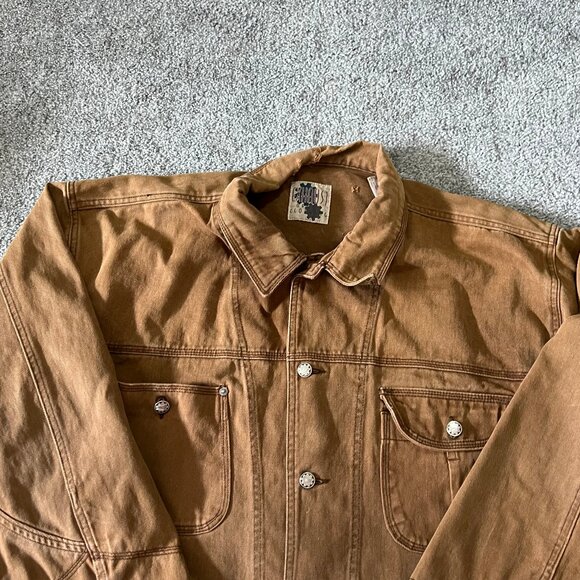 Vintage‎ Exhaust jacket mens large brown duck canvas denim hip hop 90s workwear - Picture 2 of 13